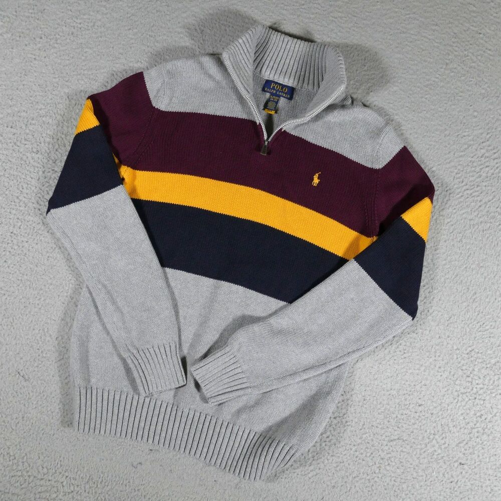 Polo Ralph Lauren Sweater Boys Size XL (18-20)  Long Sleeve 1/4 Zip Gray Blue